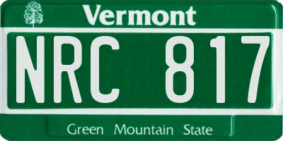 VT license plate NRC817