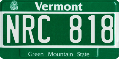 VT license plate NRC818