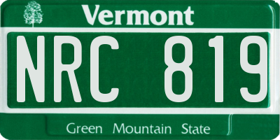 VT license plate NRC819