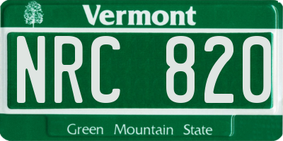 VT license plate NRC820