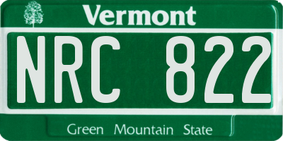 VT license plate NRC822