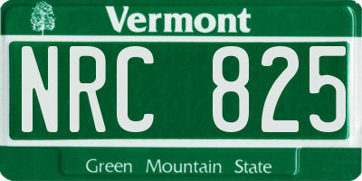 VT license plate NRC825