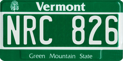 VT license plate NRC826