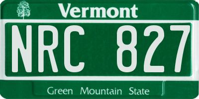VT license plate NRC827