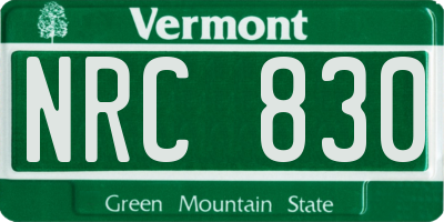 VT license plate NRC830