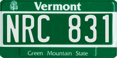 VT license plate NRC831