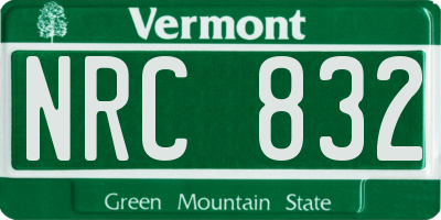 VT license plate NRC832