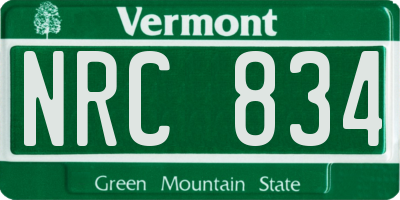 VT license plate NRC834