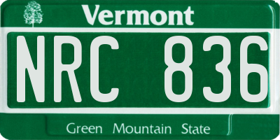 VT license plate NRC836