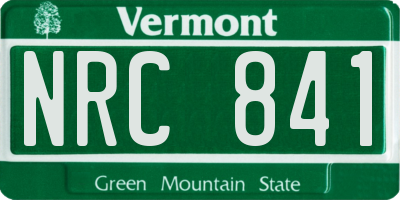 VT license plate NRC841