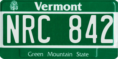 VT license plate NRC842