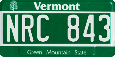 VT license plate NRC843