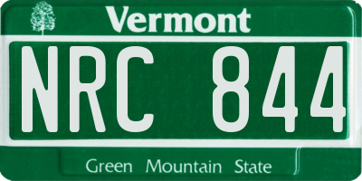VT license plate NRC844