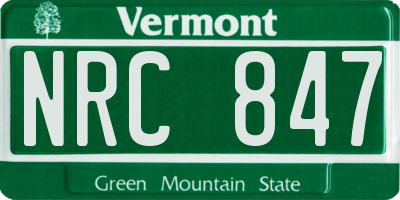 VT license plate NRC847