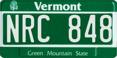 VT license plate NRC848