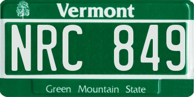 VT license plate NRC849