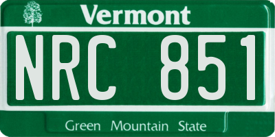 VT license plate NRC851