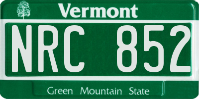 VT license plate NRC852