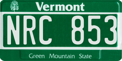 VT license plate NRC853