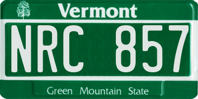 VT license plate NRC857