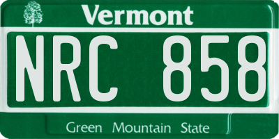 VT license plate NRC858