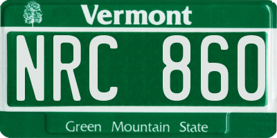 VT license plate NRC860