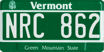 VT license plate NRC862