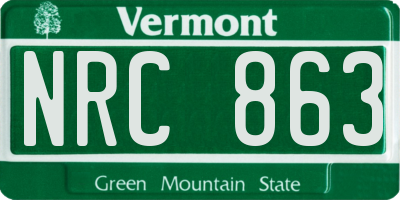 VT license plate NRC863