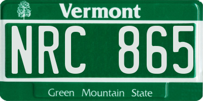 VT license plate NRC865