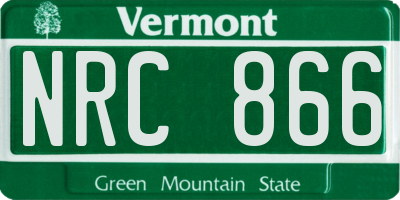 VT license plate NRC866