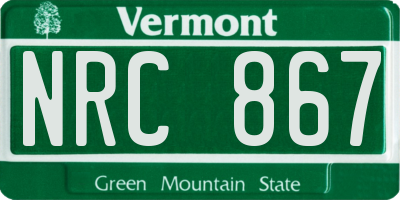 VT license plate NRC867