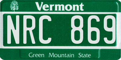 VT license plate NRC869