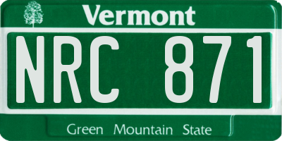 VT license plate NRC871