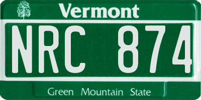 VT license plate NRC874