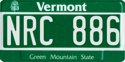 VT license plate NRC886
