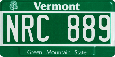 VT license plate NRC889