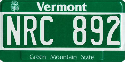 VT license plate NRC892