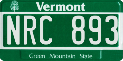 VT license plate NRC893
