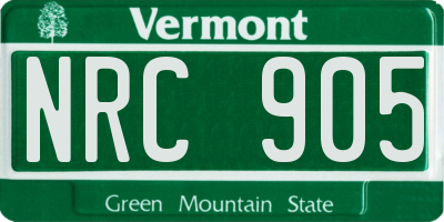 VT license plate NRC905