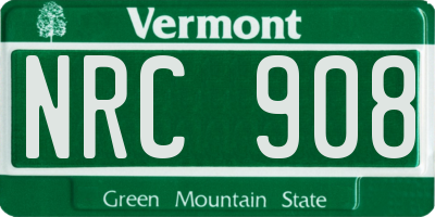 VT license plate NRC908