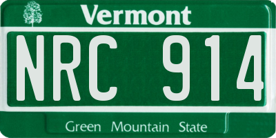VT license plate NRC914
