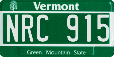 VT license plate NRC915