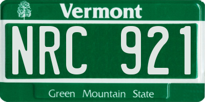 VT license plate NRC921