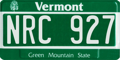 VT license plate NRC927