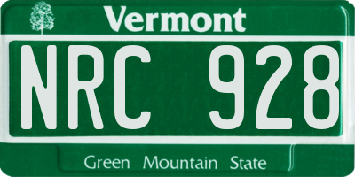 VT license plate NRC928