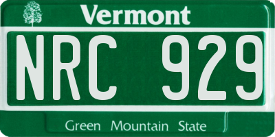 VT license plate NRC929