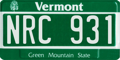 VT license plate NRC931