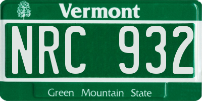VT license plate NRC932
