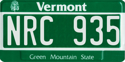 VT license plate NRC935