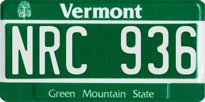 VT license plate NRC936